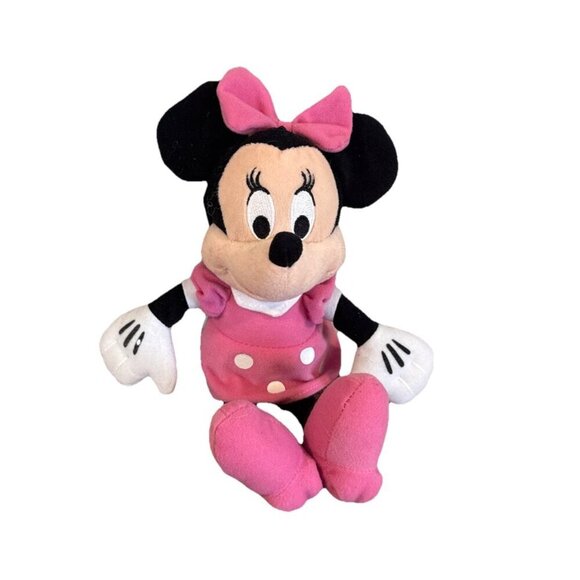 Disney Minnie Mouse 11"--Plush--Stuffed Toy Doll--Pink Polka Dot Dress--Pink Bow - Picture 1 of 8